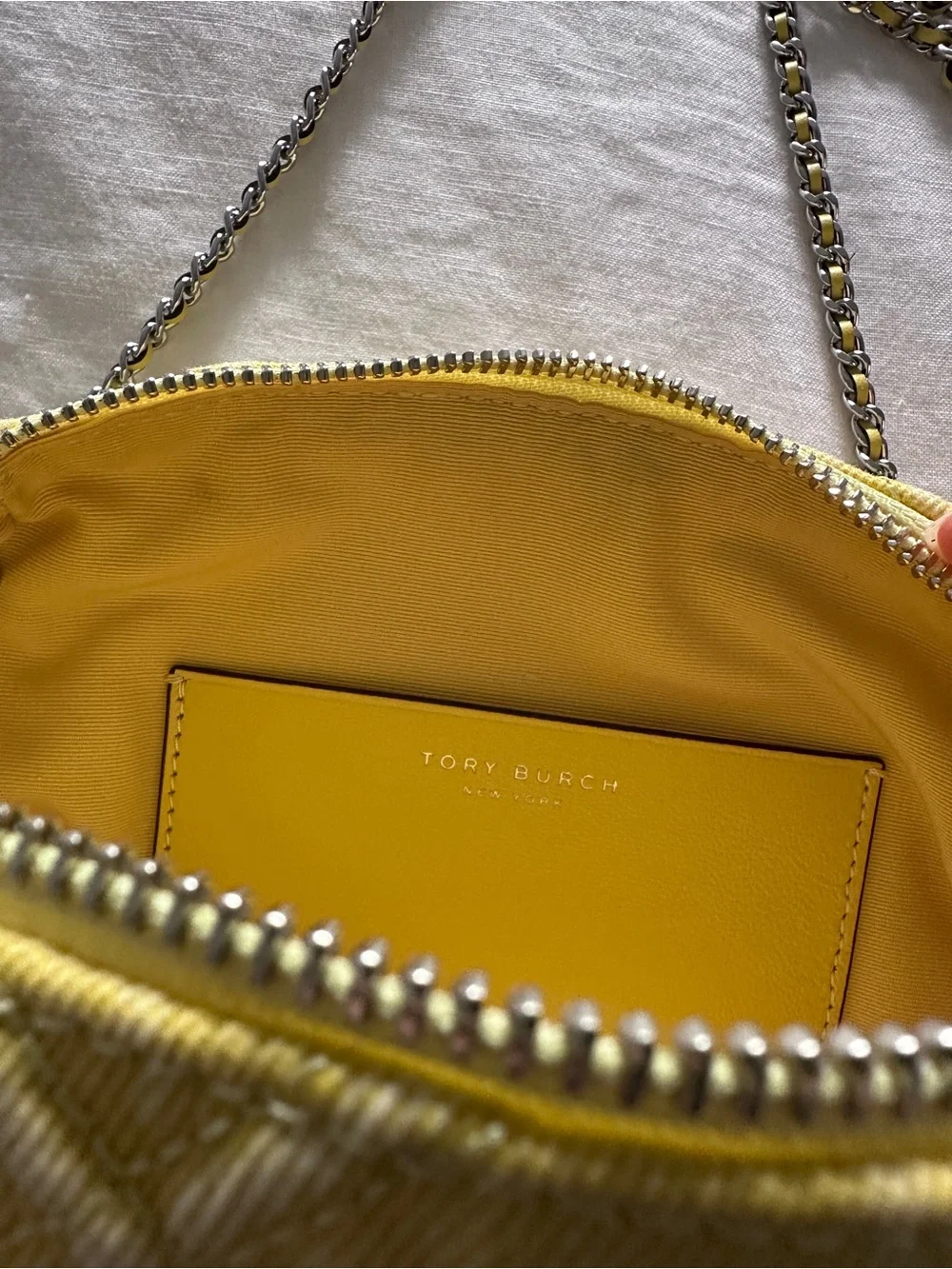 Tory Burch Quilted Fleming Lemon Yellow Chain Crossbody Bag